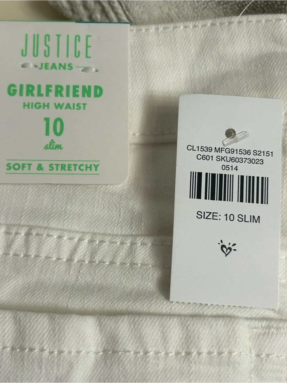 NWT- Justice Girls White Denim Shorts